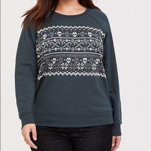 Torrid NWT Green Skull fleece Sweater size 2 18/20